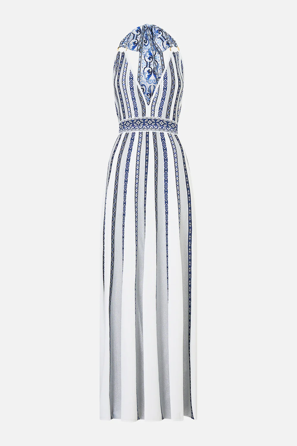 HALTER NECK KNIT DRESS WITH SILK TIE A TILED WONDERLAND - Image 3