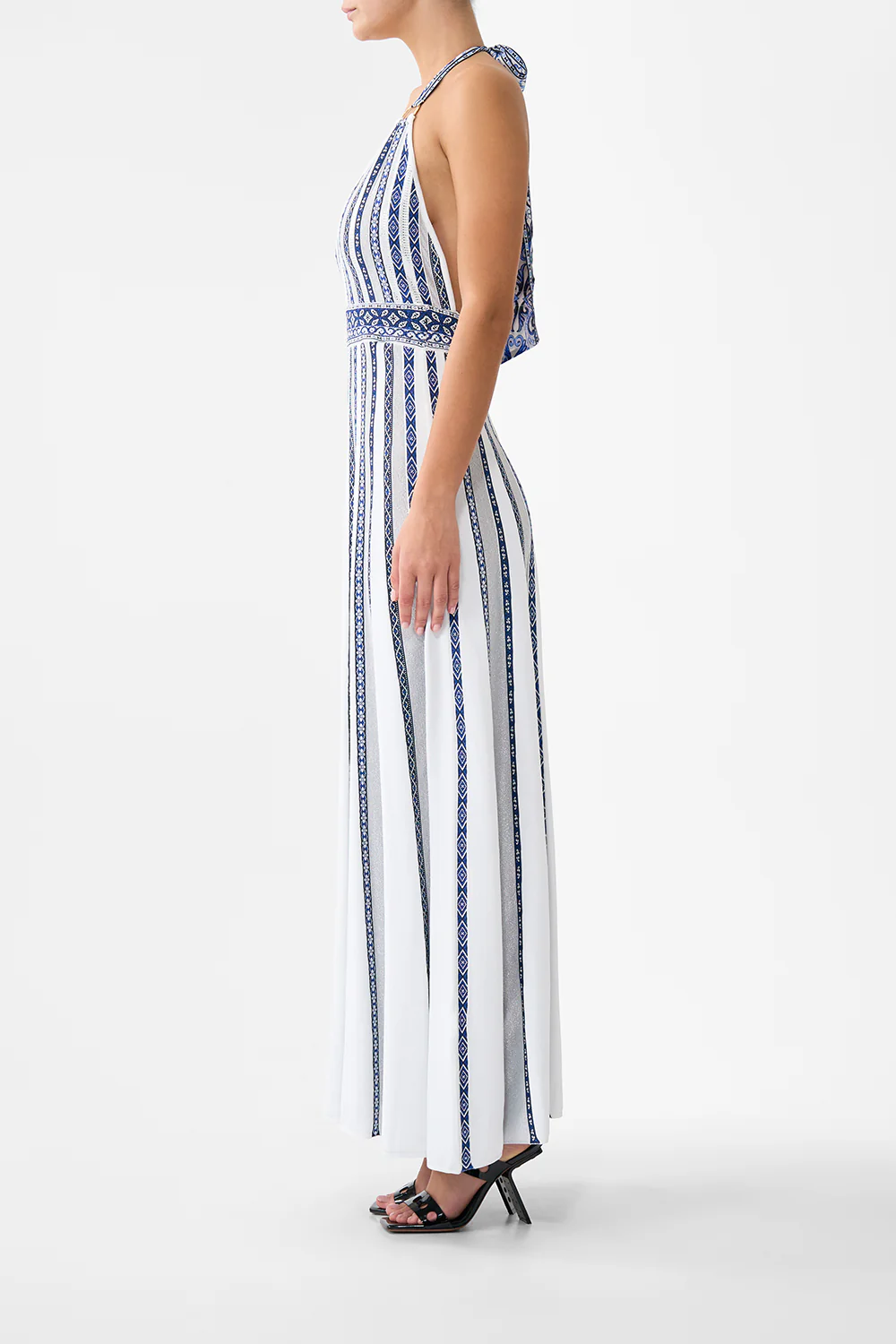 HALTER NECK KNIT DRESS WITH SILK TIE A TILED WONDERLAND - Image 4