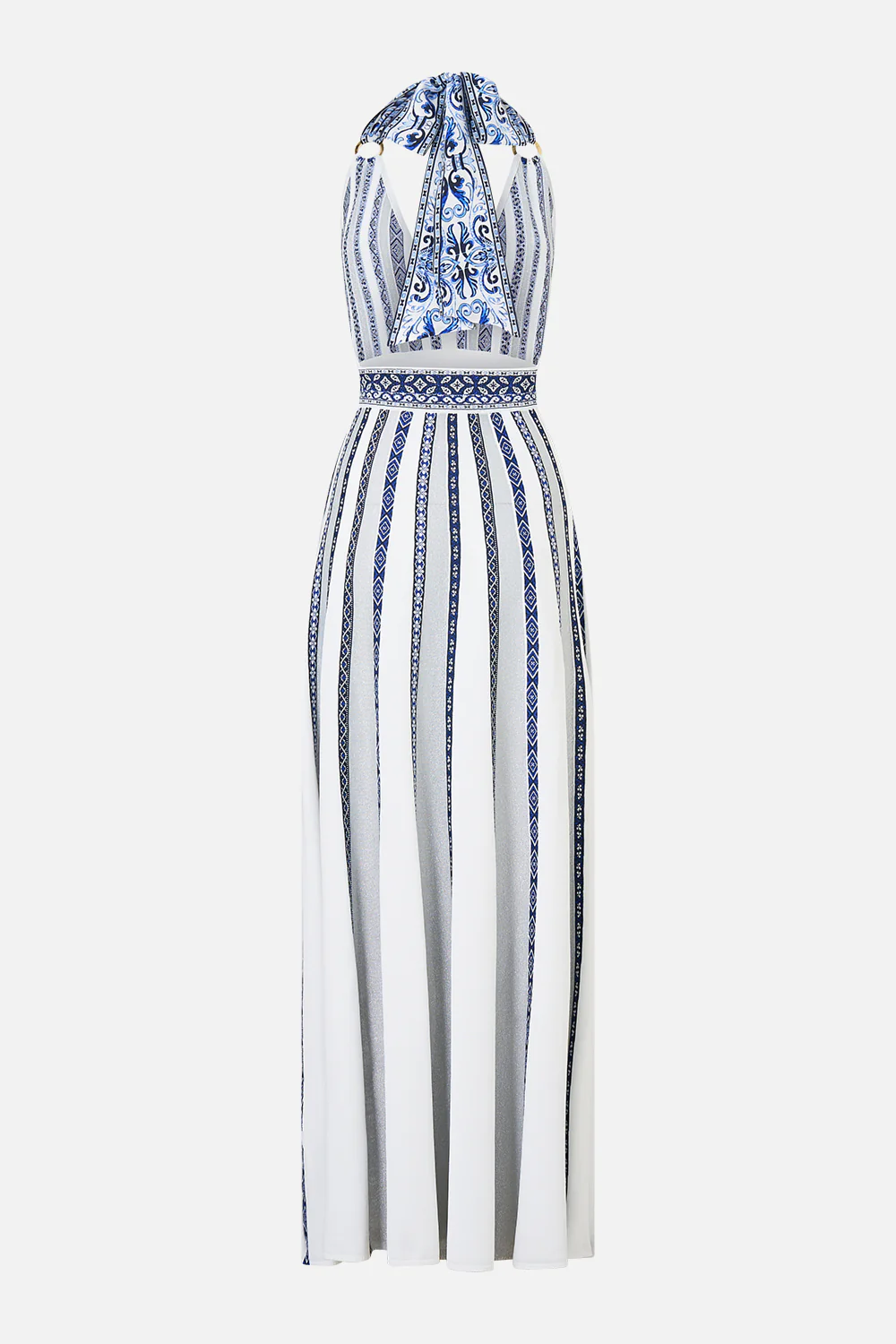 HALTER NECK KNIT DRESS WITH SILK TIE A TILED WONDERLAND - Image 9