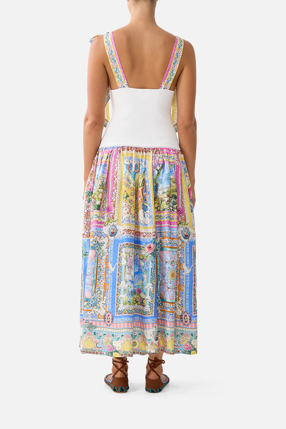 KNIT BODICE SILK SPLICED MIDI DRESS NAVÀS NOUVEAU - Image 2