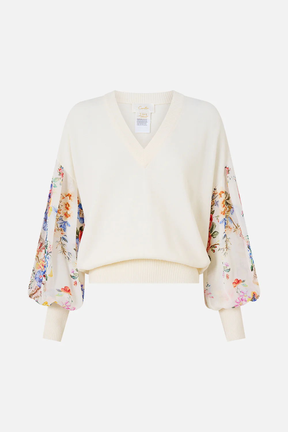 V NECK KNIT JUMPER WITH SILK SLEEVE I LEFT MY HEART IN GRANADA - Image 3