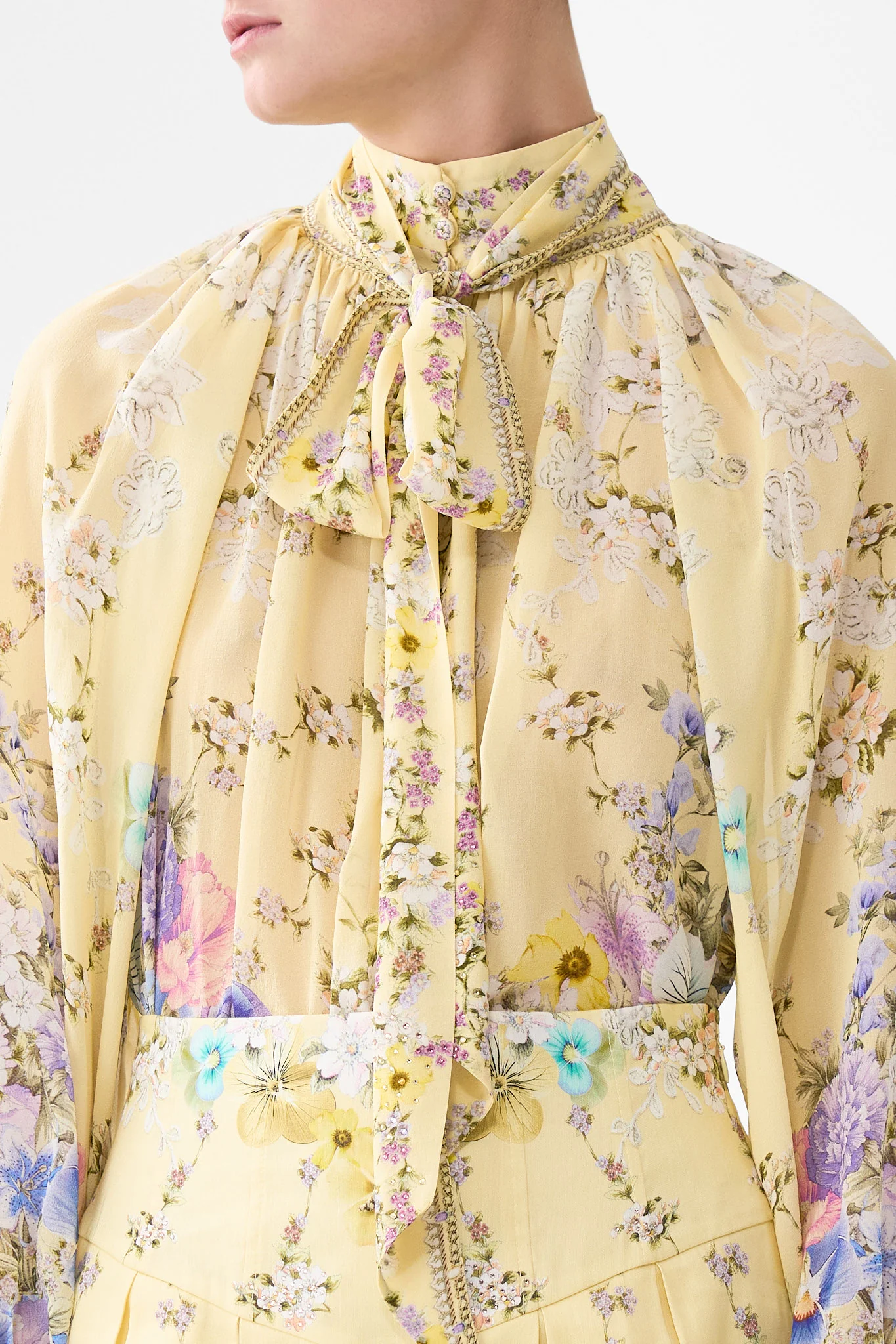 DETACHABLE PUSSY BOW RAGLAN BLOUSE DARLING BUDS - Image 5