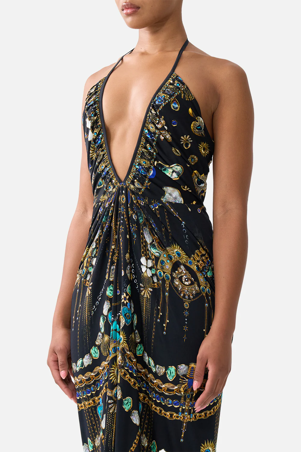 V NECK GATHERED JERSEY DRESS AMULETS AND ALCHEMY - Image 5