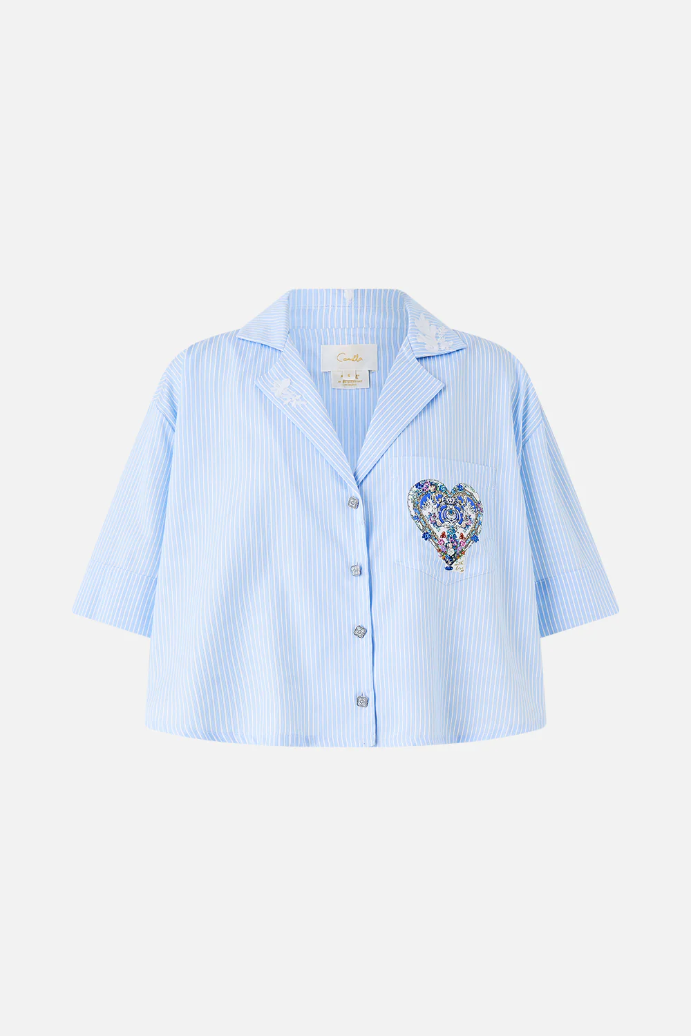 CROPPED CAMP COLLAR BLOUSE OTTOMAN OPULENCE - Image 3