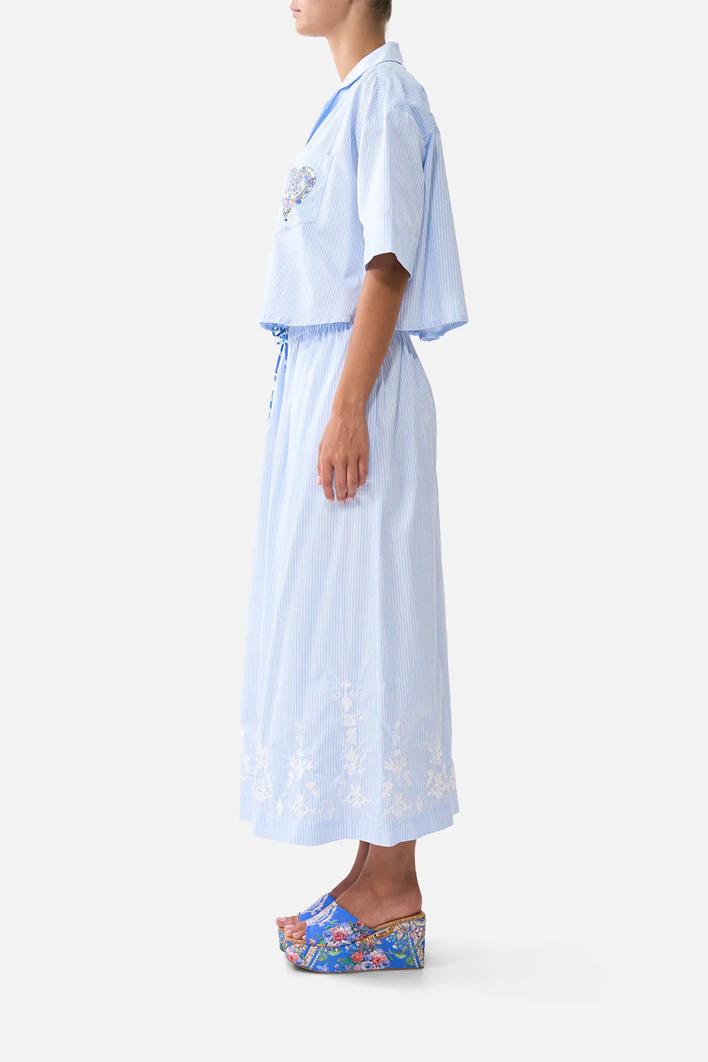 CROPPED CAMP COLLAR BLOUSE OTTOMAN OPULENCE - Image 4
