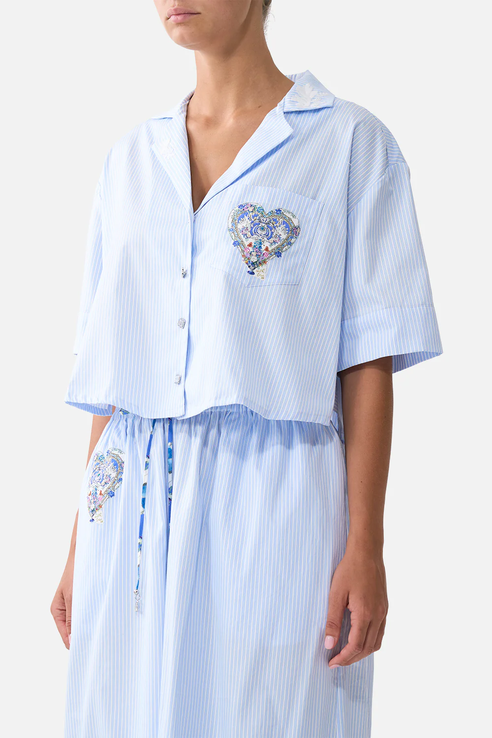 CROPPED CAMP COLLAR BLOUSE OTTOMAN OPULENCE - Image 5