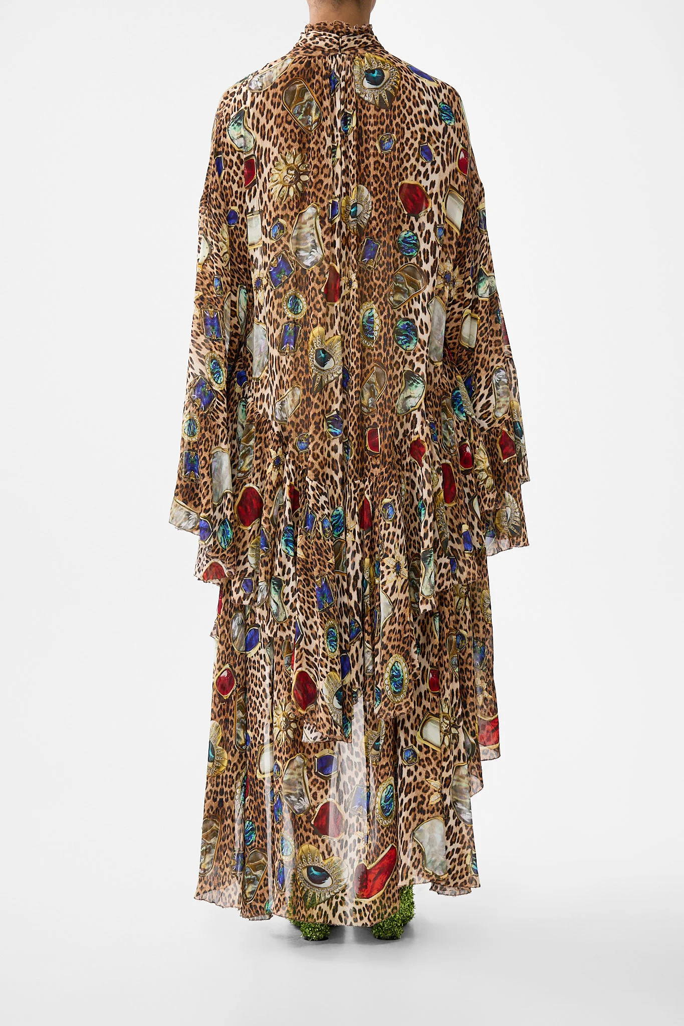 RUFFLE HIGH LOW DRESS WITH LONG SLEEVE NAZAR NIRVANA - Image 2