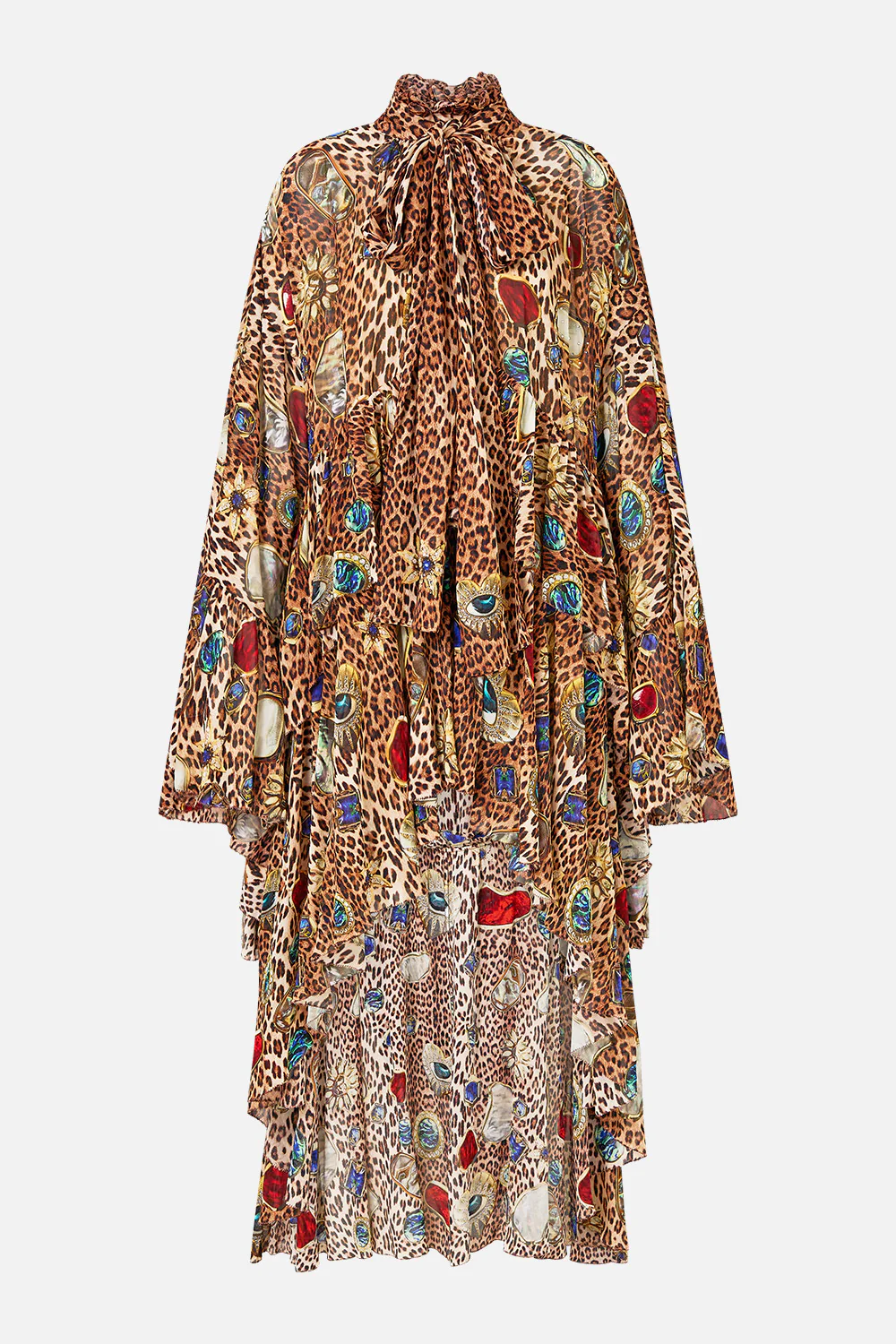 RUFFLE HIGH LOW DRESS WITH LONG SLEEVE NAZAR NIRVANA - Image 3