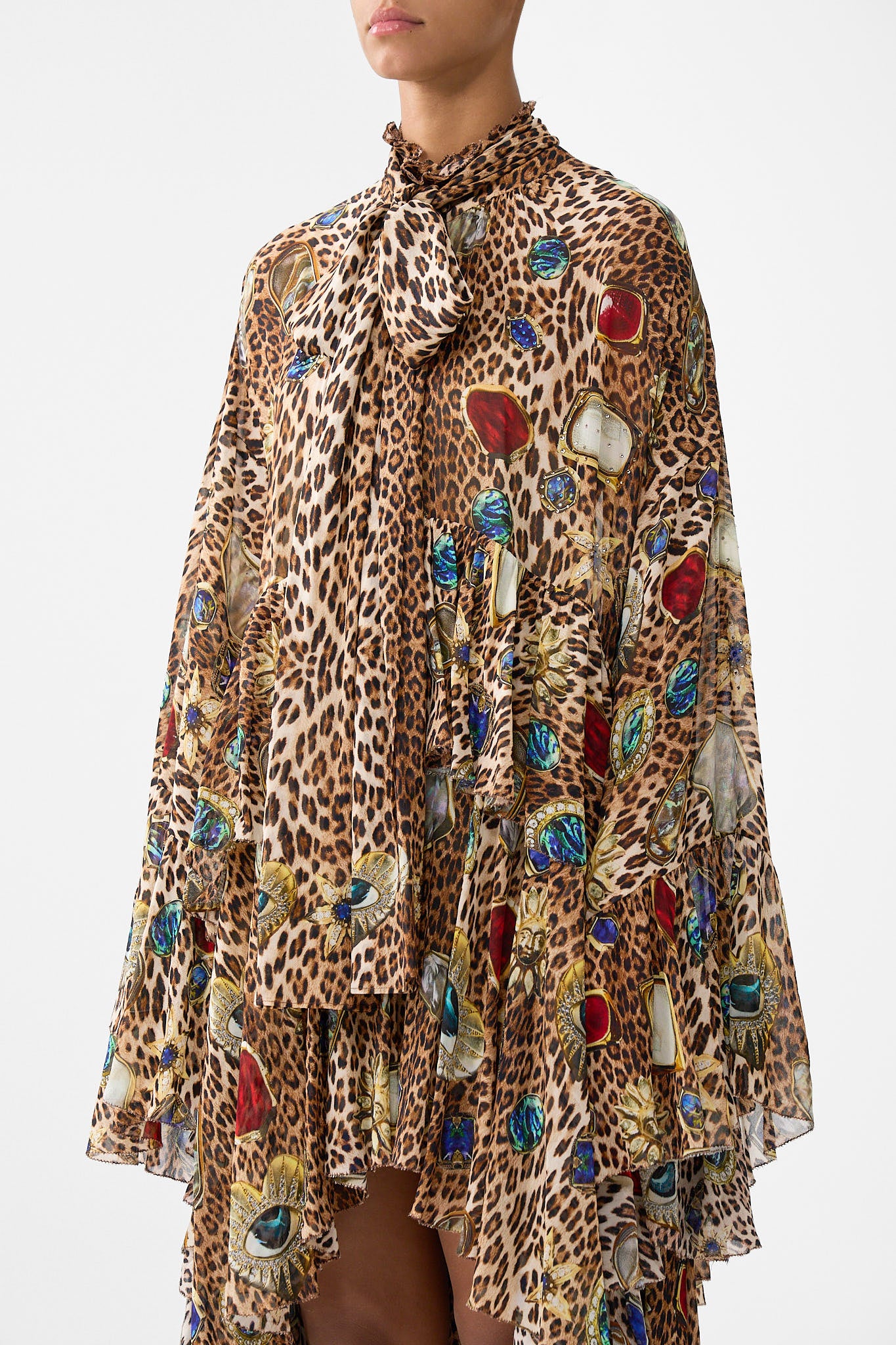 RUFFLE HIGH LOW DRESS WITH LONG SLEEVE NAZAR NIRVANA - Image 5