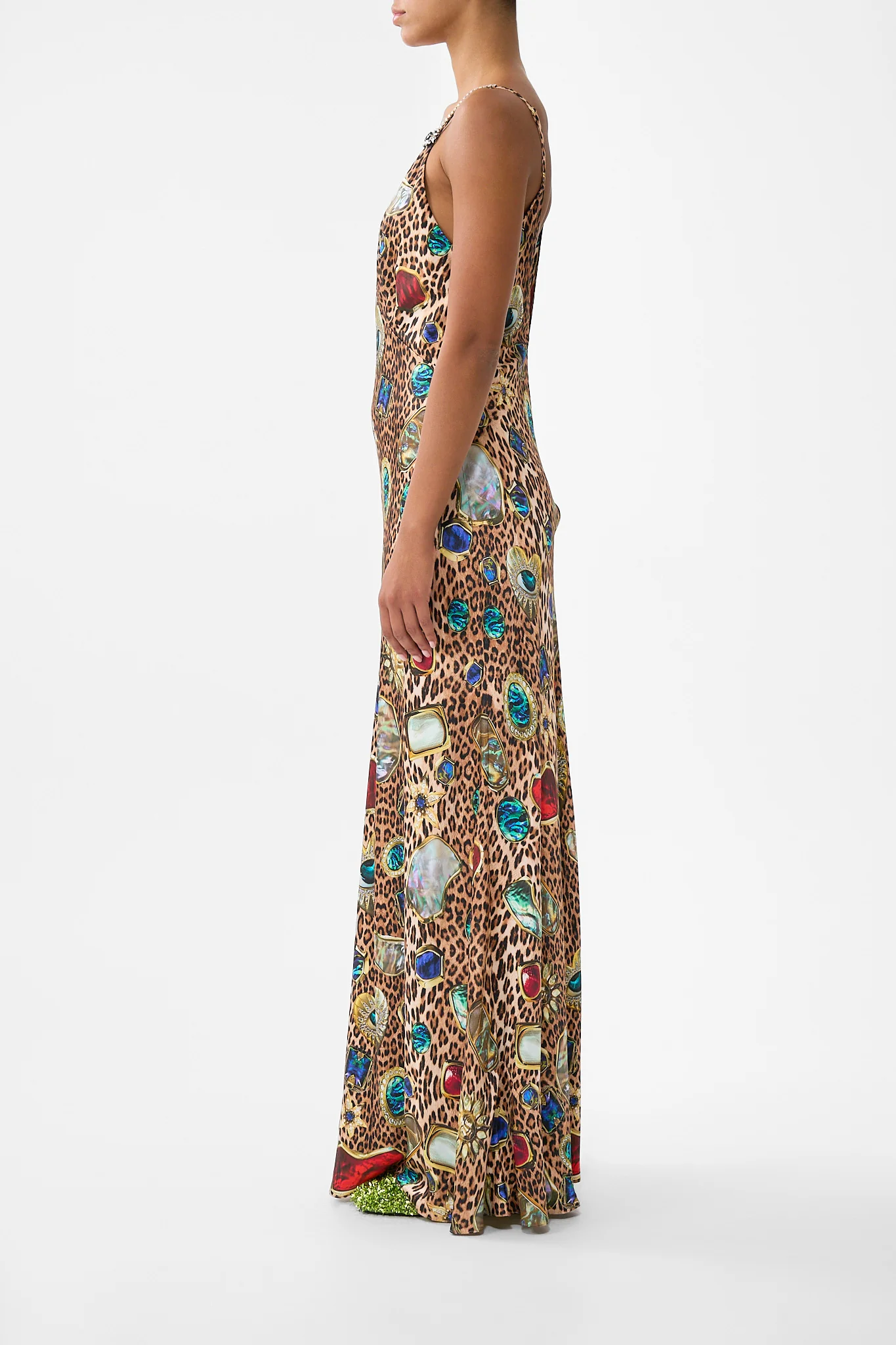 V-NECK FULL LENGTH BIAS SLIP DRESS NAZAR NIRVANA - Image 4