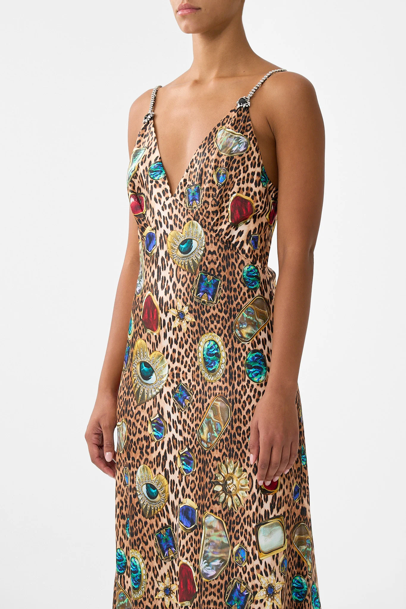 V-NECK FULL LENGTH BIAS SLIP DRESS NAZAR NIRVANA - Image 5