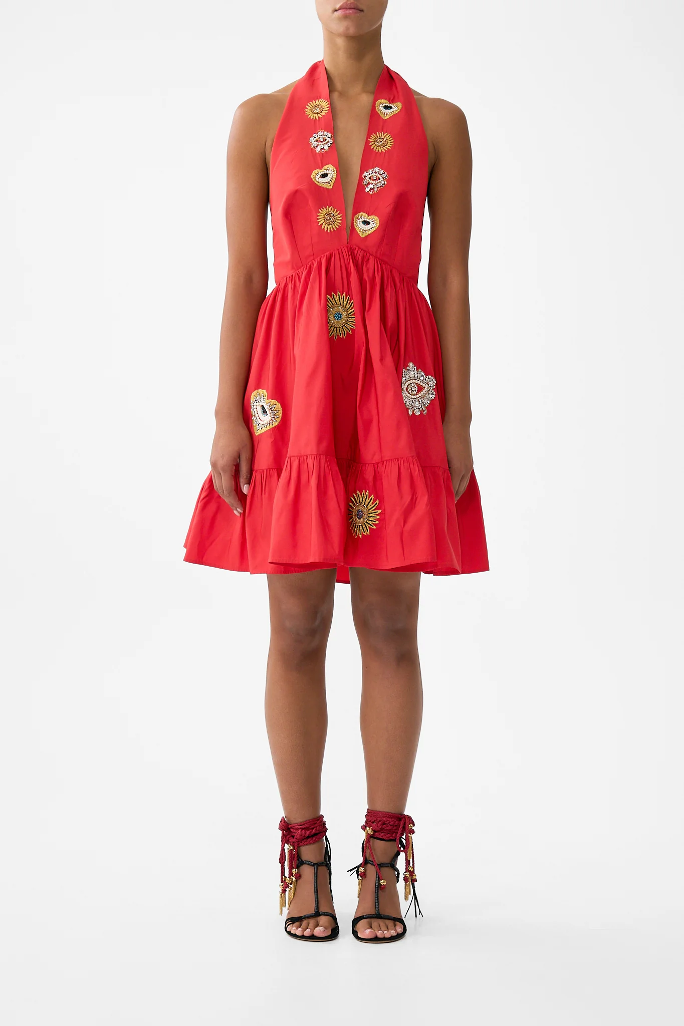 RUFFLE HEM HALTER SHORT DRESS NAZAR NIRVANA