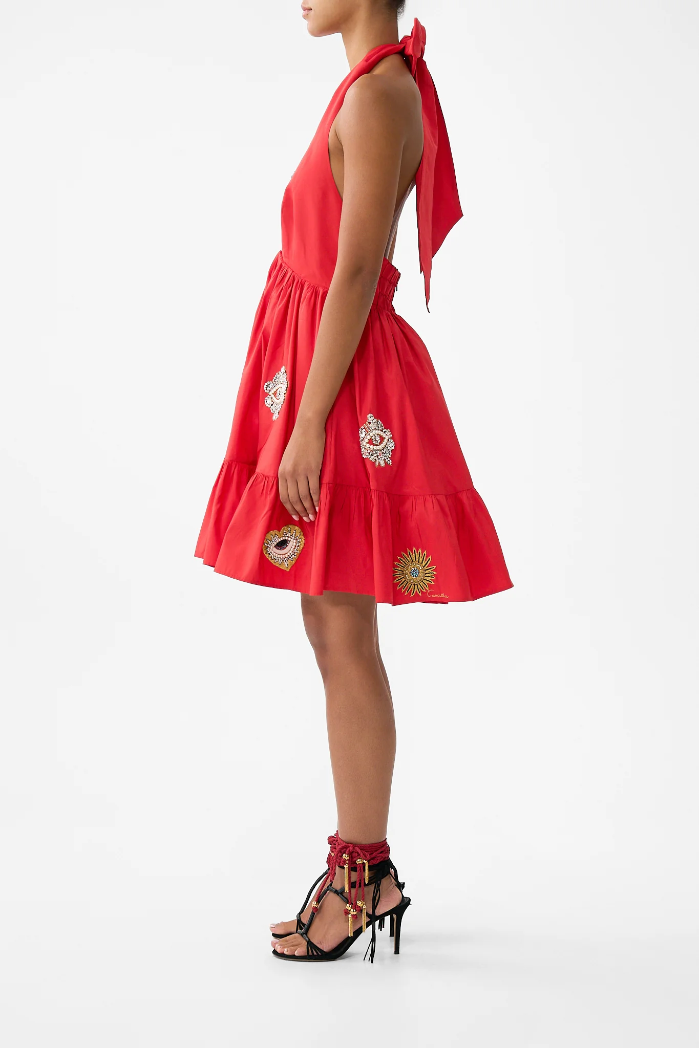RUFFLE HEM HALTER SHORT DRESS NAZAR NIRVANA - Image 4