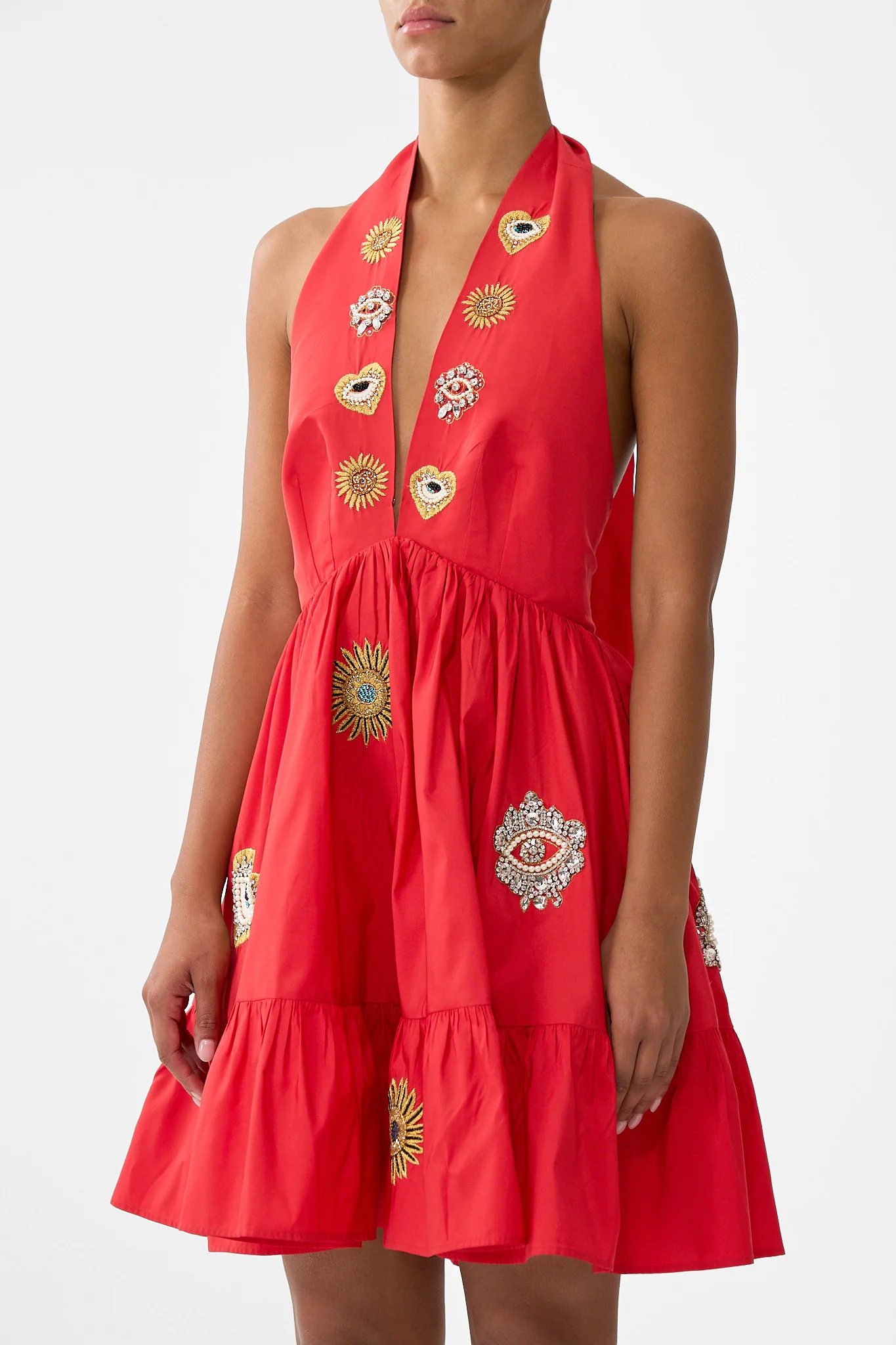 RUFFLE HEM HALTER SHORT DRESS NAZAR NIRVANA - Image 5