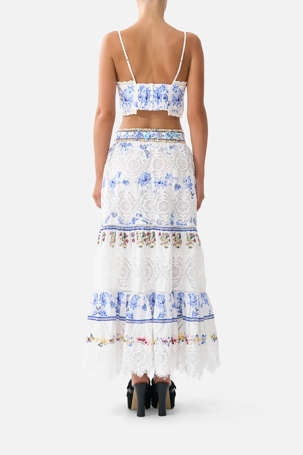 HIGH WAISTED TIERED MIDI SKIRT ALL ABOUT THAT LACE - Image 2