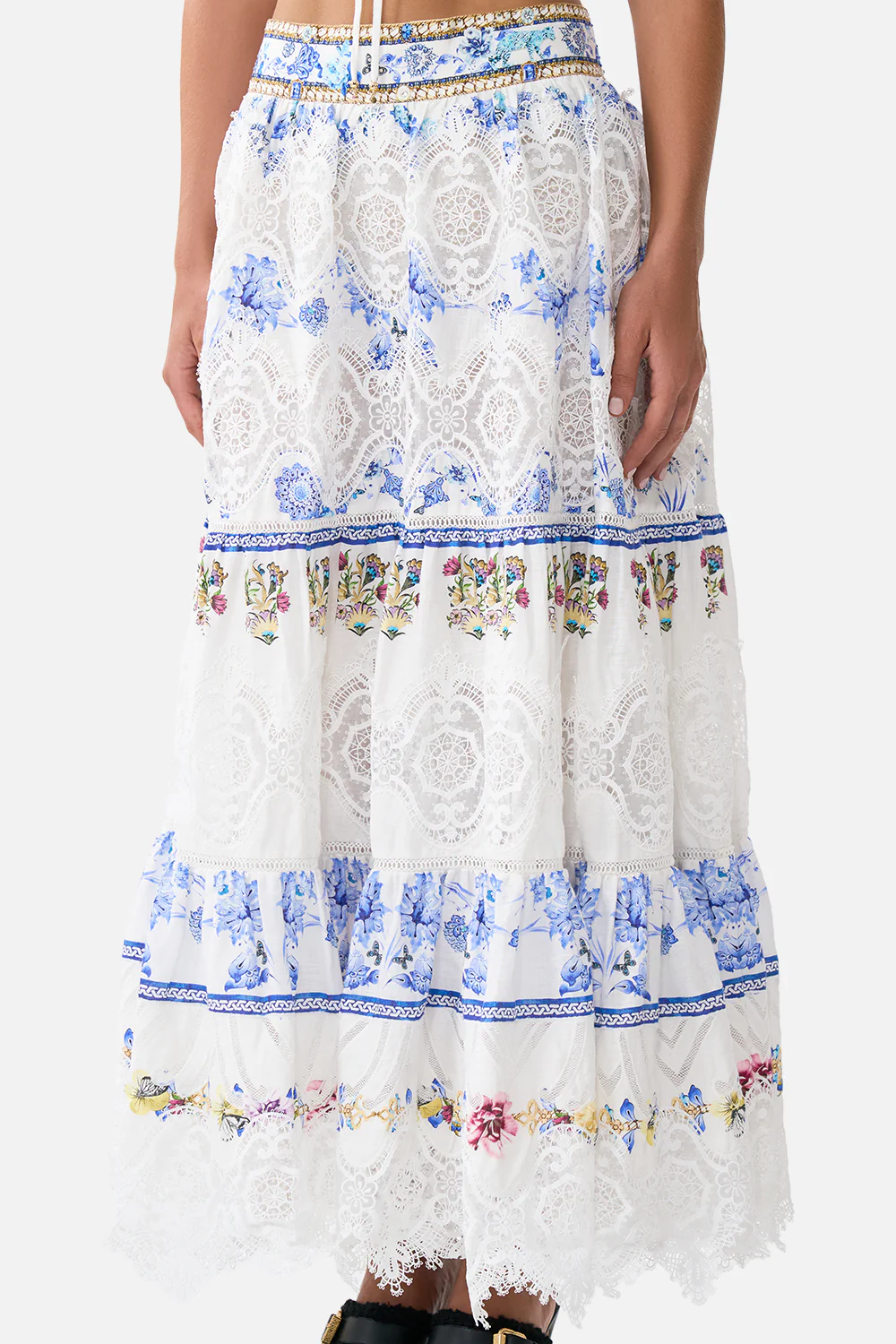 HIGH WAISTED TIERED MIDI SKIRT ALL ABOUT THAT LACE - Image 5