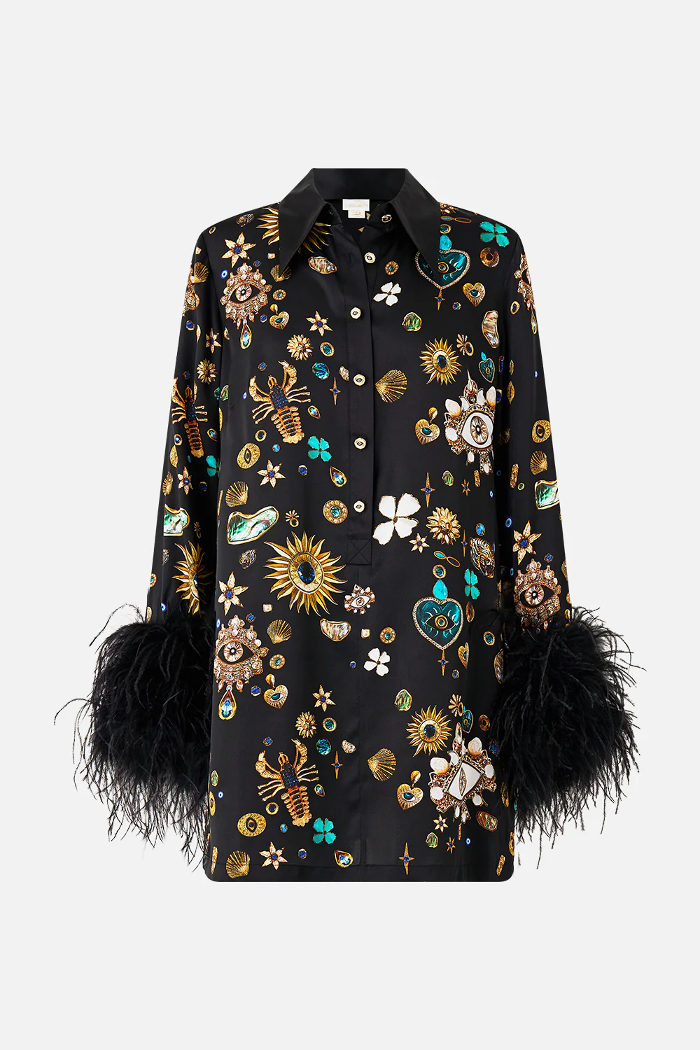 MINI SHIRT DRESS WITH FEATHERS AMULETS AND ALCHEMY - Image 3