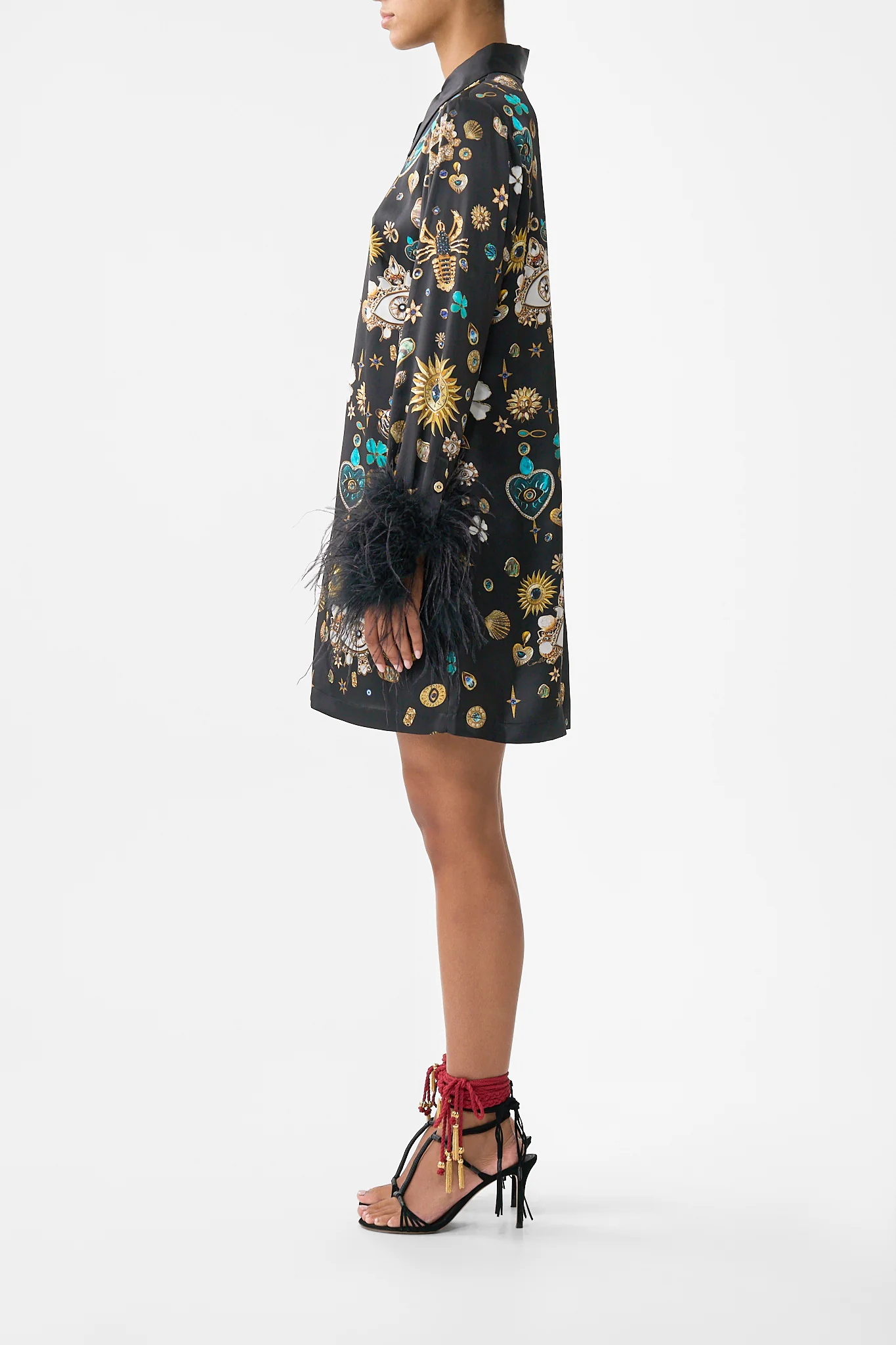 MINI SHIRT DRESS WITH FEATHERS AMULETS AND ALCHEMY - Image 4