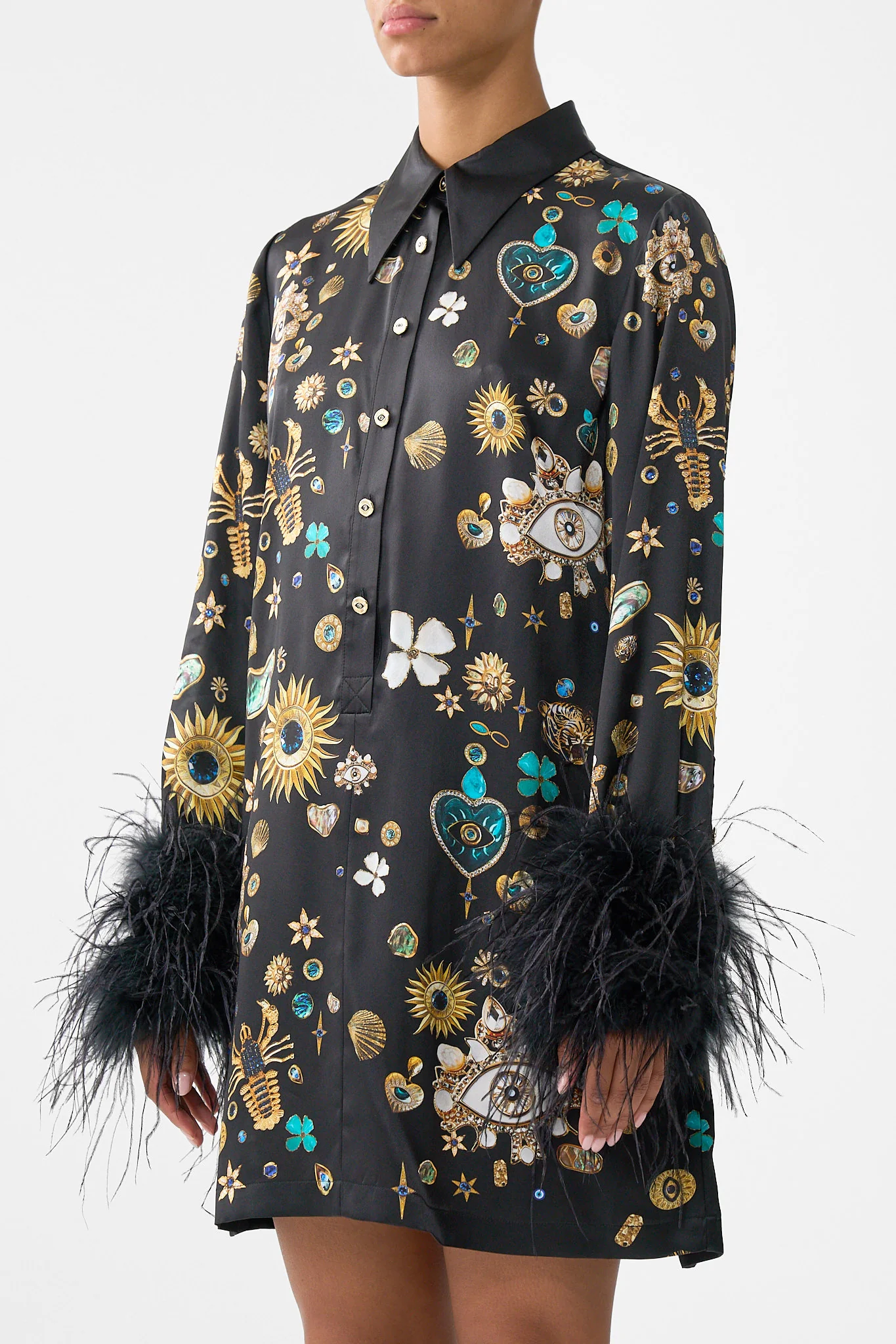 MINI SHIRT DRESS WITH FEATHERS AMULETS AND ALCHEMY - Image 5
