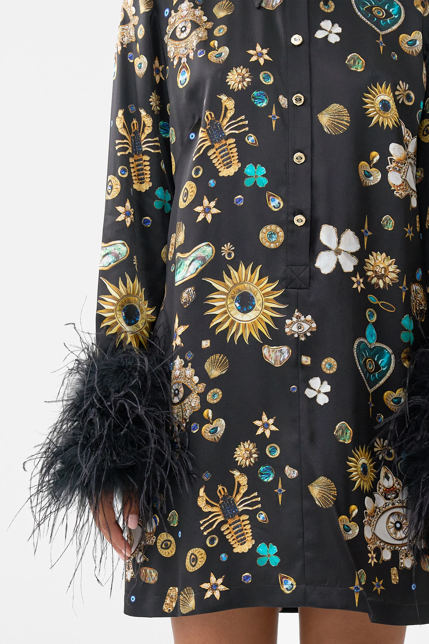 MINI SHIRT DRESS WITH FEATHERS AMULETS AND ALCHEMY - Image 6