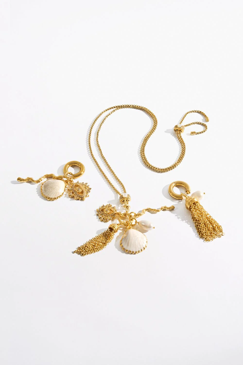 ENCHANTED OCEANIA ASYMMETRICAL DROP EARRINGS GOLD - Image 3