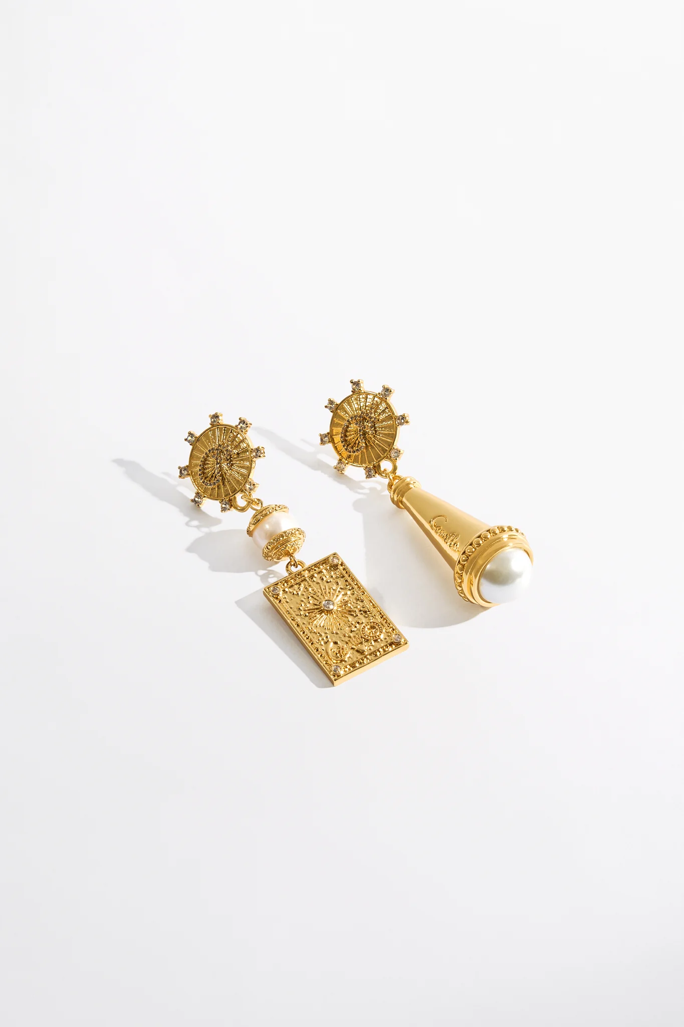 BOHEMIAN BABYLON ASYMMETRICAL CHARM EARRINGS GOLD