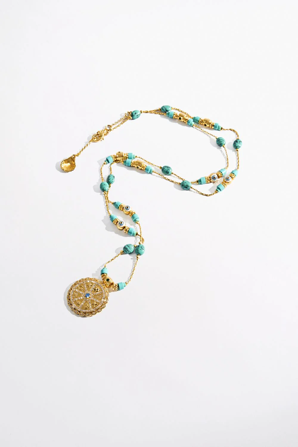 BOHEMIAN BABYLON LONG BEADED NECKLACE GOLD