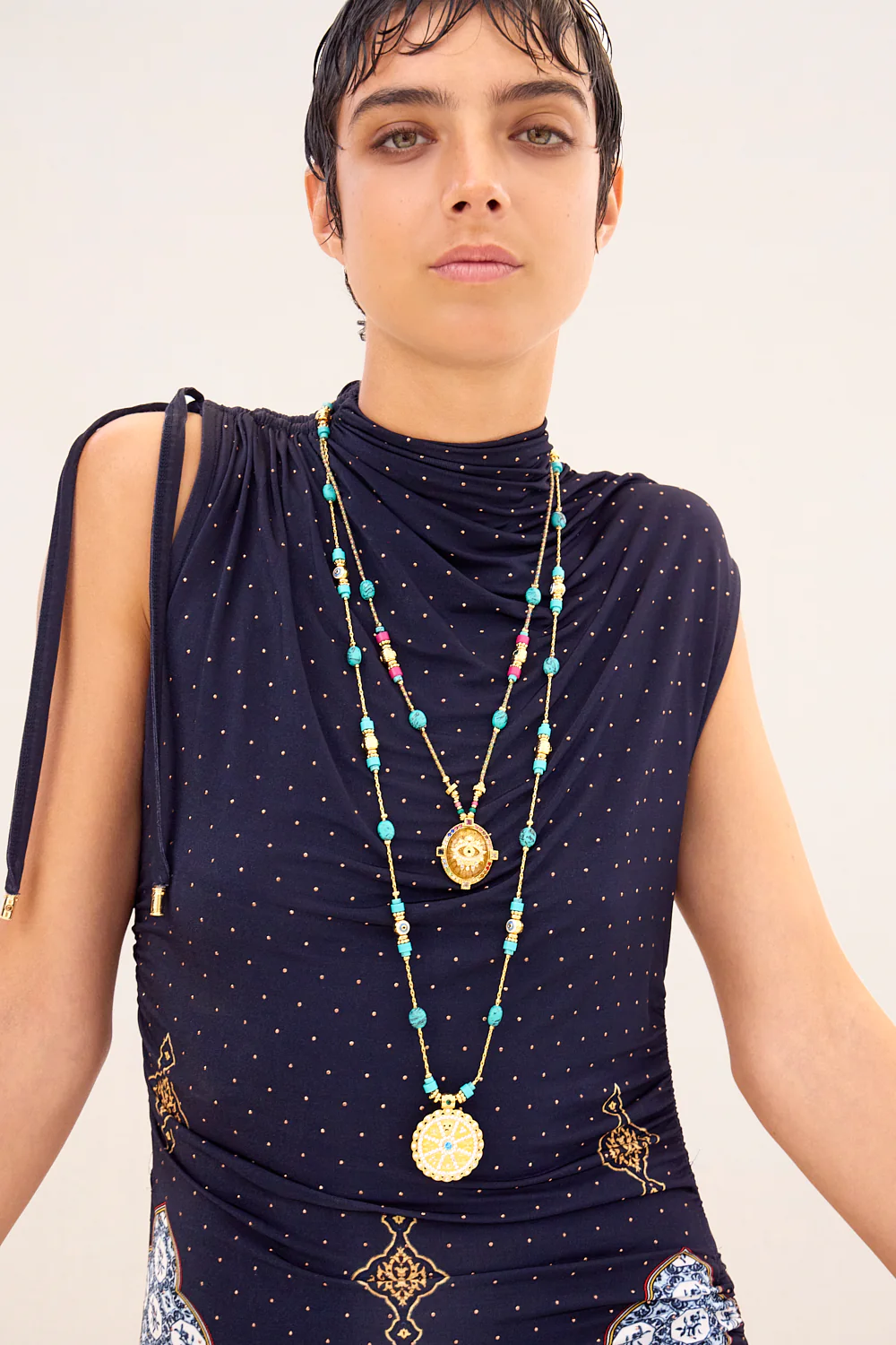 BOHEMIAN BABYLON LONG BEADED NECKLACE GOLD - Image 2