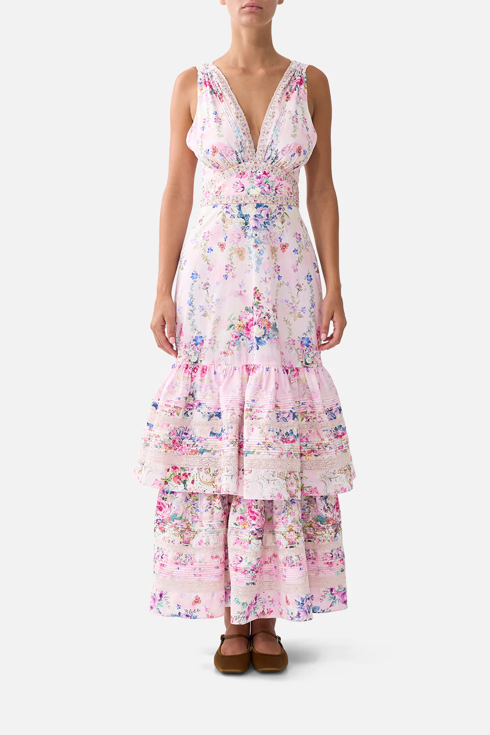TWO TIERED GATHERED RUFFLE DRESS PALATIAL PASTELS