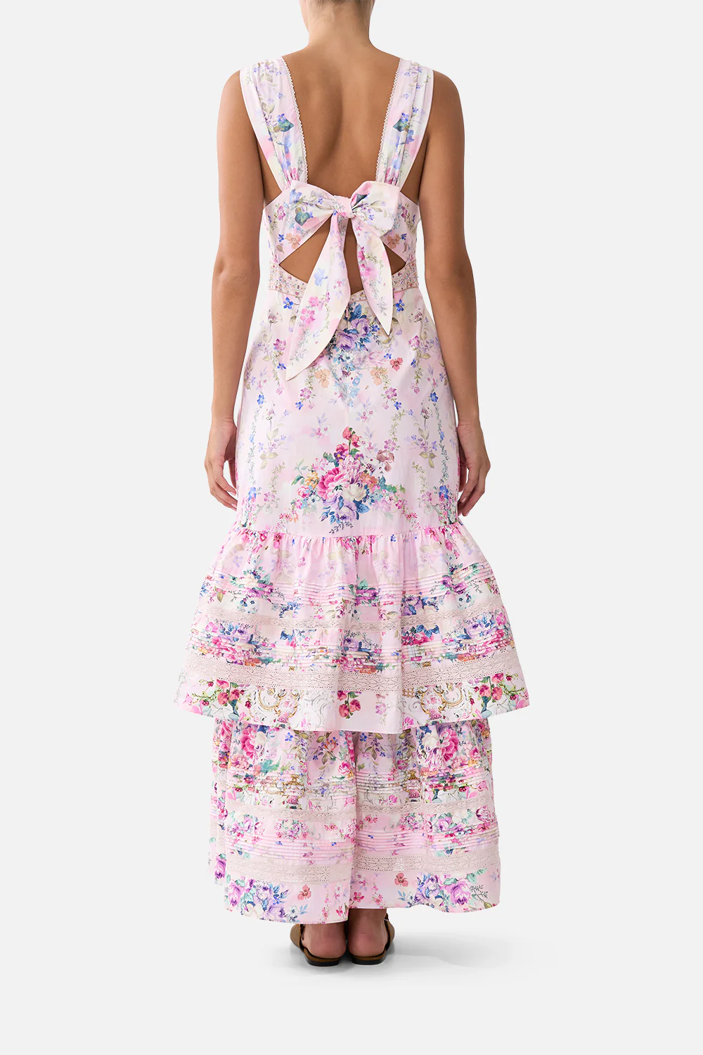 TWO TIERED GATHERED RUFFLE DRESS PALATIAL PASTELS - Image 2