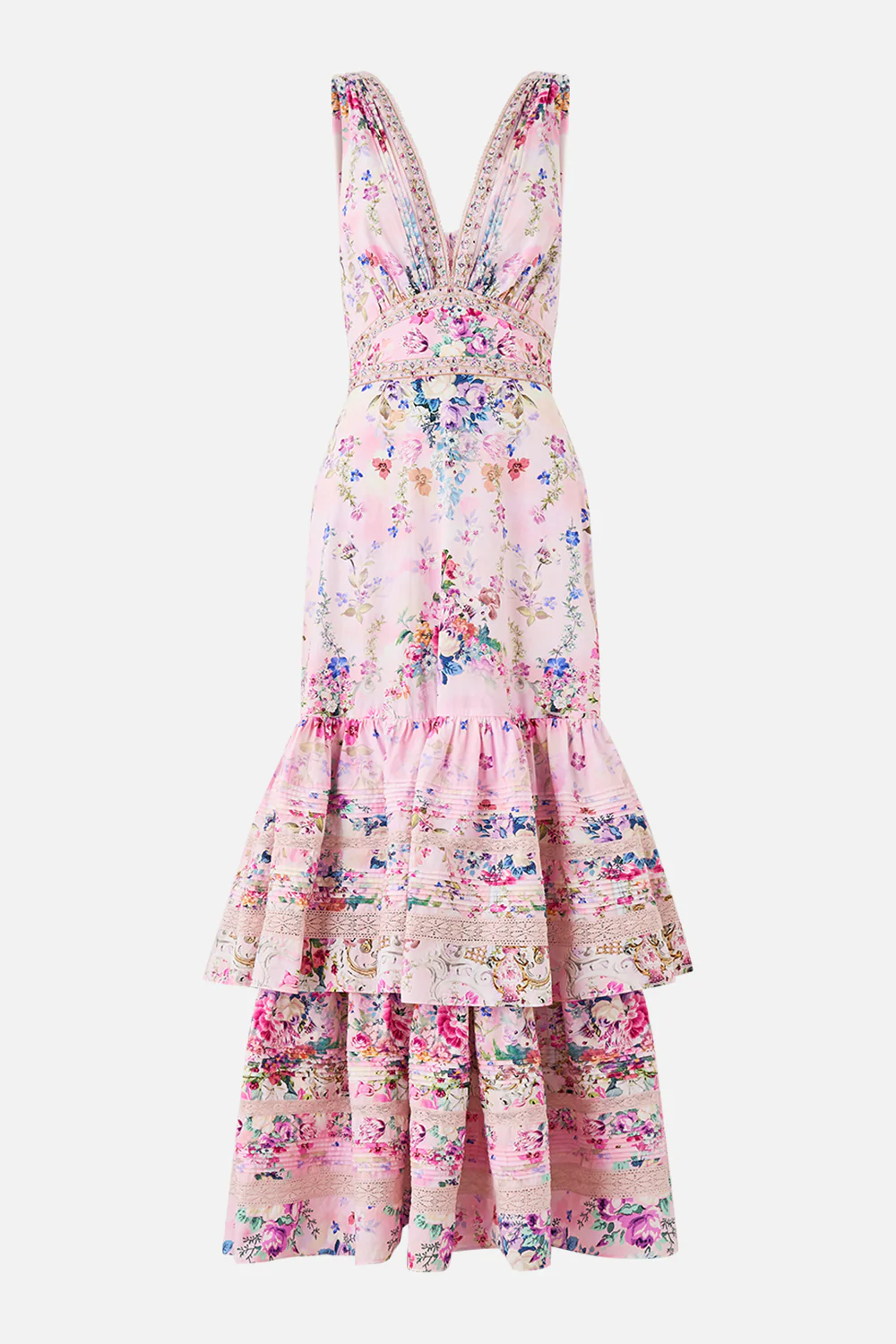TWO TIERED GATHERED RUFFLE DRESS PALATIAL PASTELS - Image 3