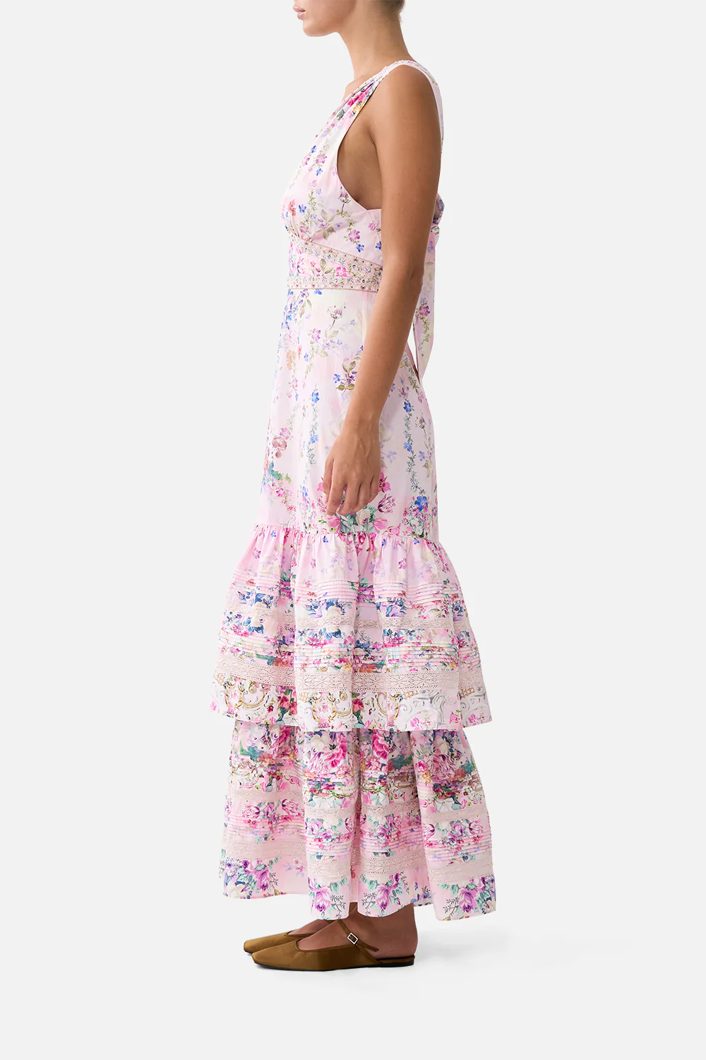 TWO TIERED GATHERED RUFFLE DRESS PALATIAL PASTELS - Image 4