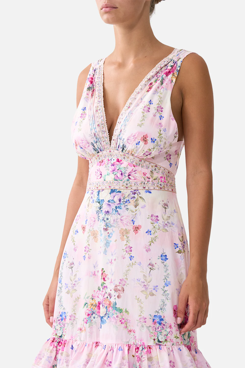 TWO TIERED GATHERED RUFFLE DRESS PALATIAL PASTELS - Image 5