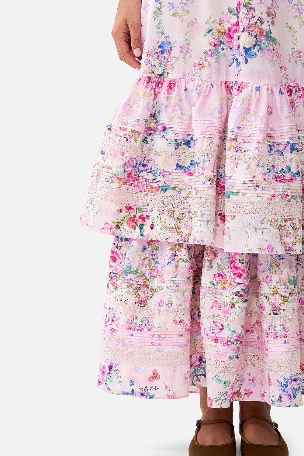TWO TIERED GATHERED RUFFLE DRESS PALATIAL PASTELS - Image 7