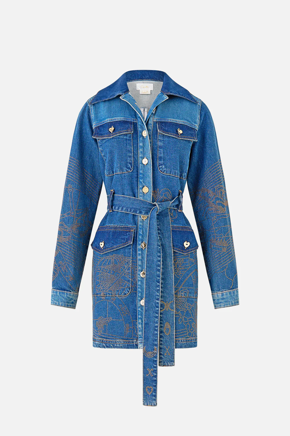 JENNA ZODIAC ZONE BELTED MINI DRESS DENIM - Image 3
