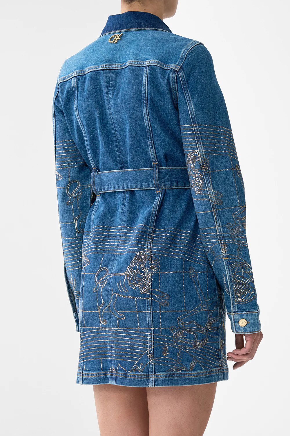 JENNA ZODIAC ZONE BELTED MINI DRESS DENIM - Image 6