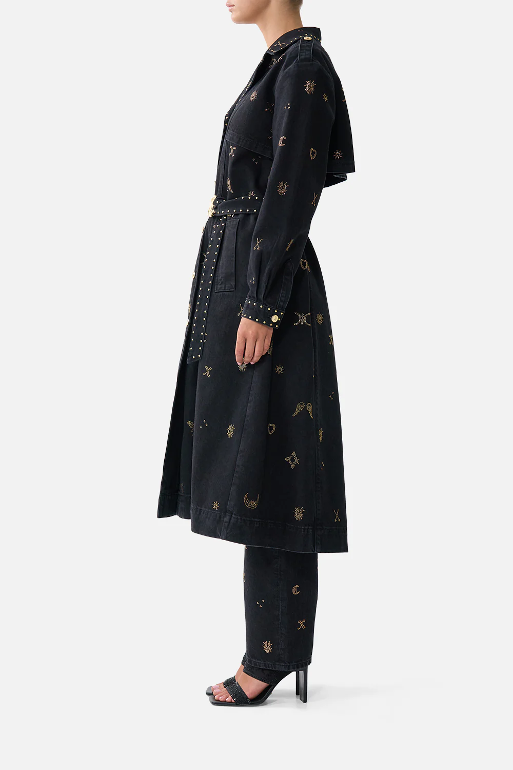 HEIRLOOM EMPIRE LONGLINE BELTED TRENCH COAT DENIM - Image 4