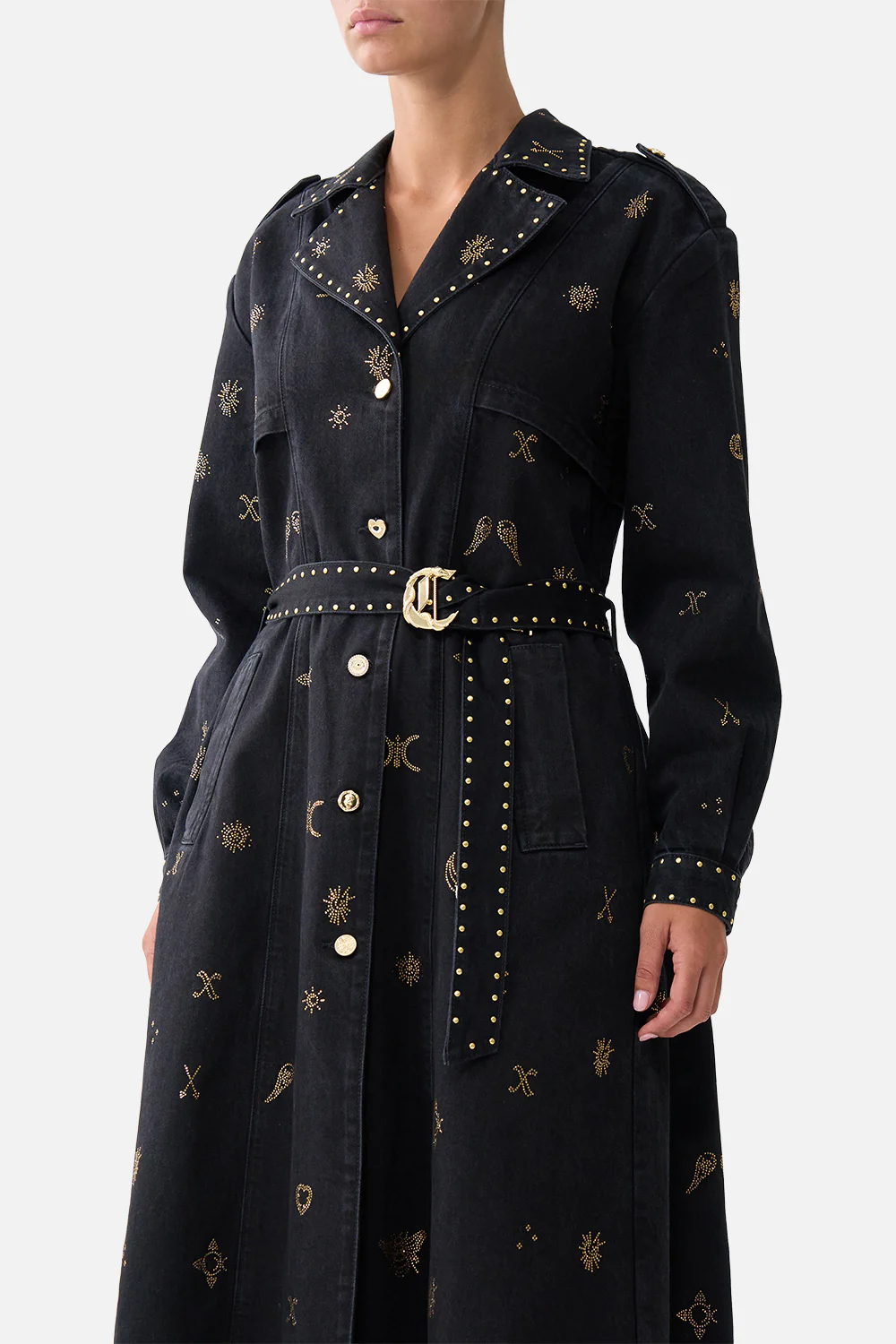 HEIRLOOM EMPIRE LONGLINE BELTED TRENCH COAT DENIM - Image 5