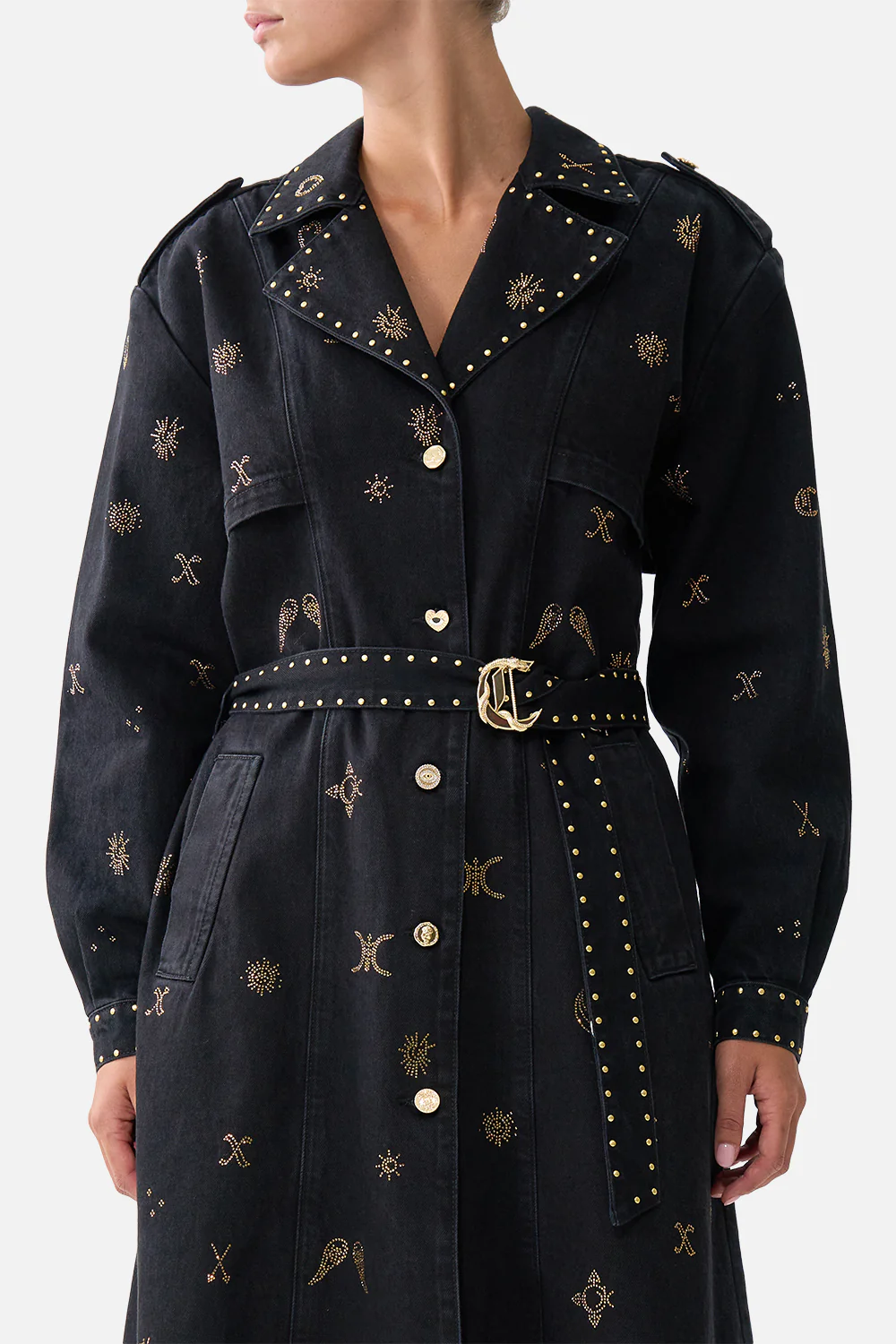 HEIRLOOM EMPIRE LONGLINE BELTED TRENCH COAT DENIM - Image 6