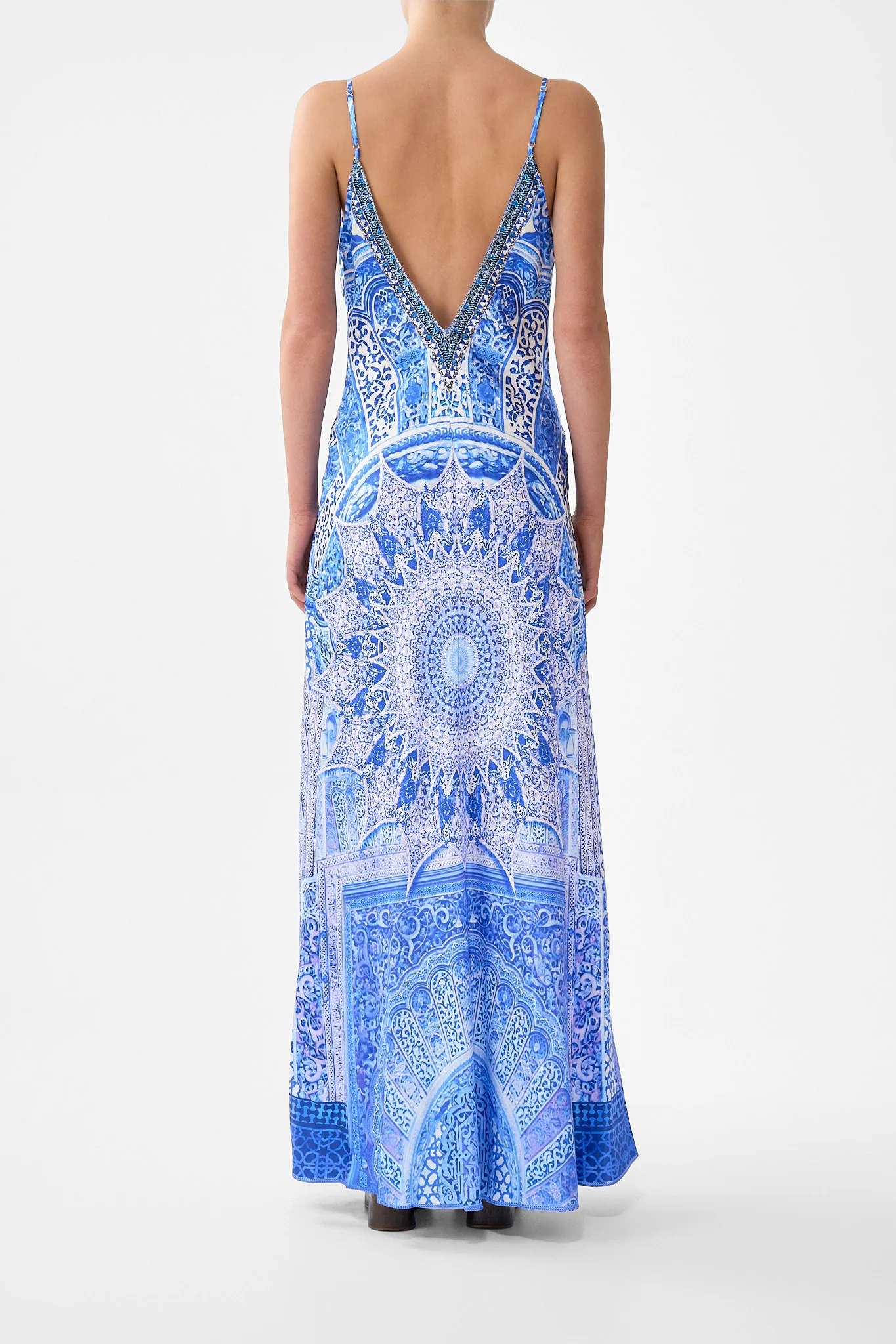 V-NECK LONG BIAS SLIP DRESS WITH TRAIN THE BOSPHOROUS - Image 2