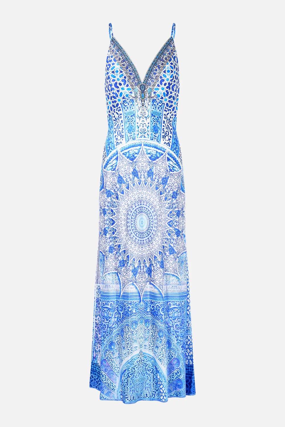 V-NECK LONG BIAS SLIP DRESS WITH TRAIN THE BOSPHOROUS - Image 3