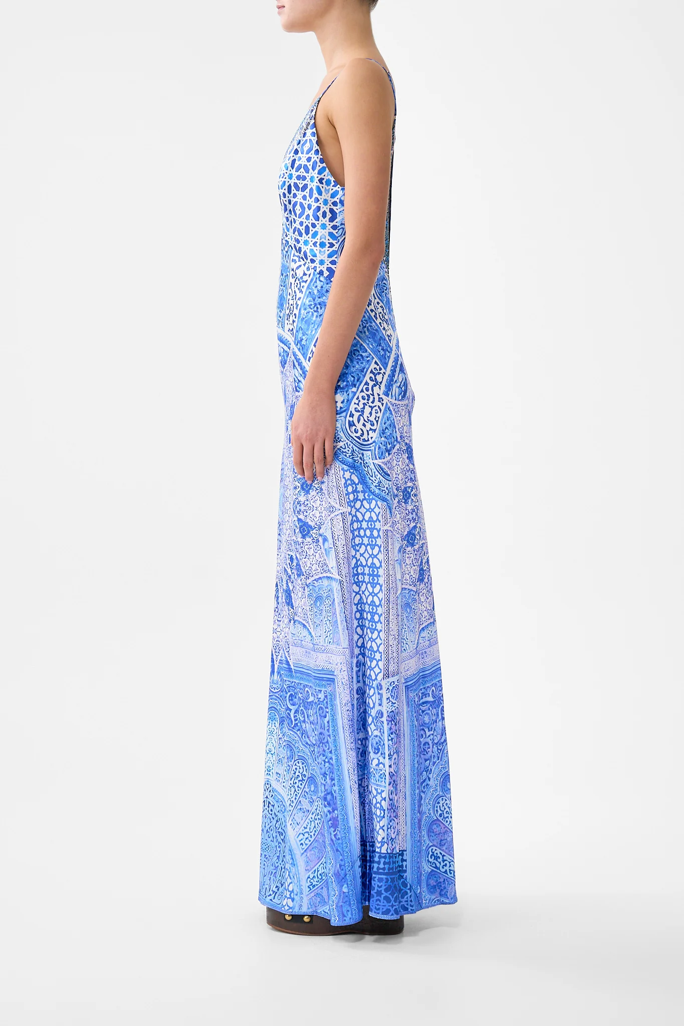 V-NECK LONG BIAS SLIP DRESS WITH TRAIN THE BOSPHOROUS - Image 4