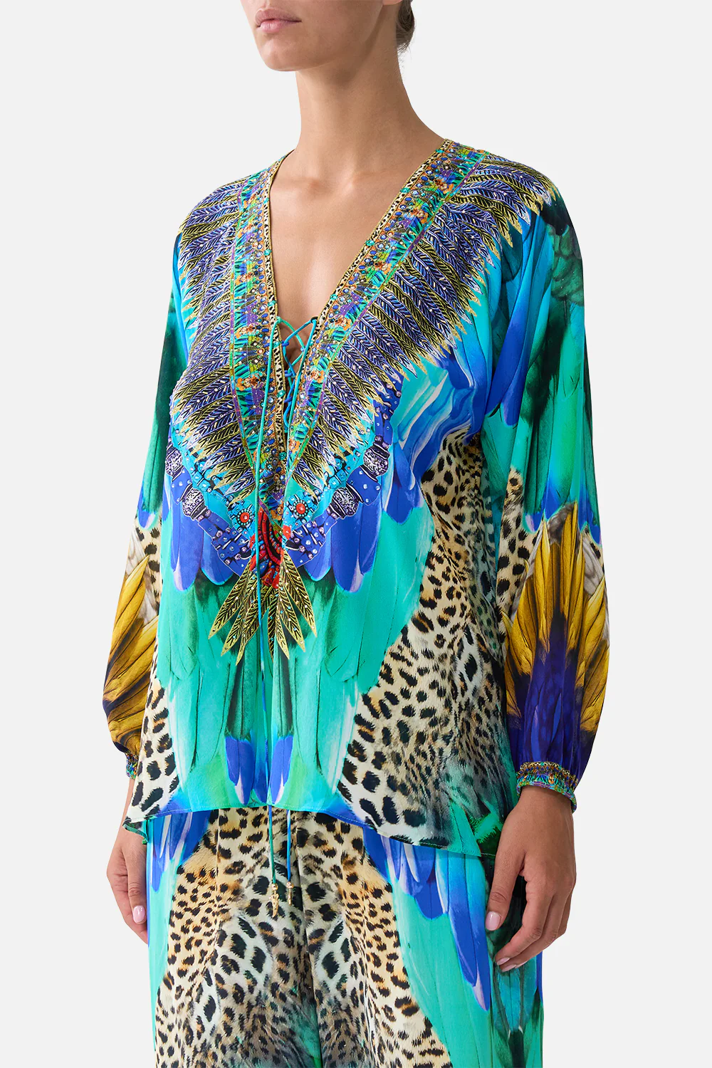 LACE UP BLOUSE JUNGLE FLIGHT - Image 5