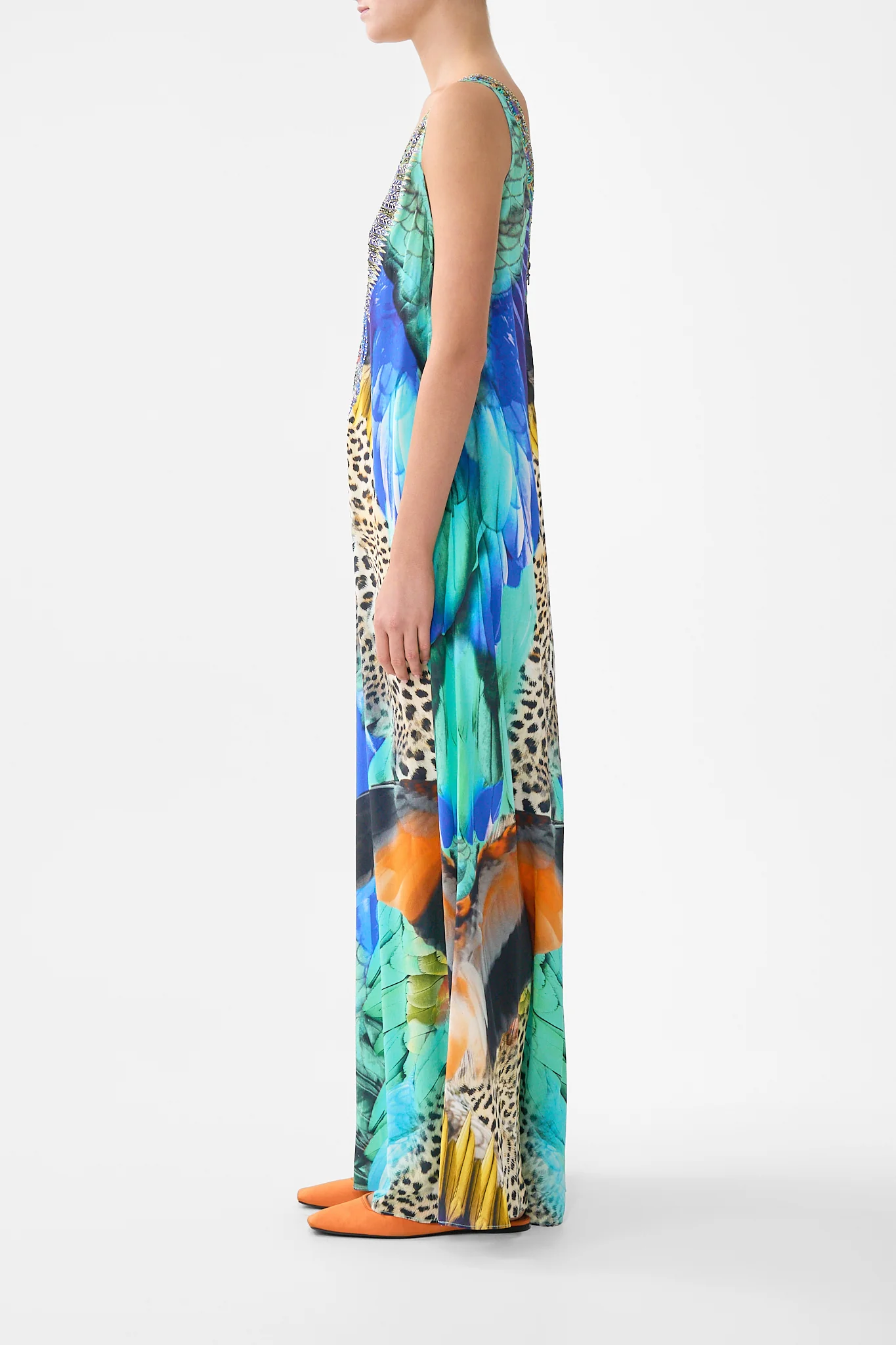 V NECK FLARED JUMPSUIT JUNGLE FLIGHT - Image 4