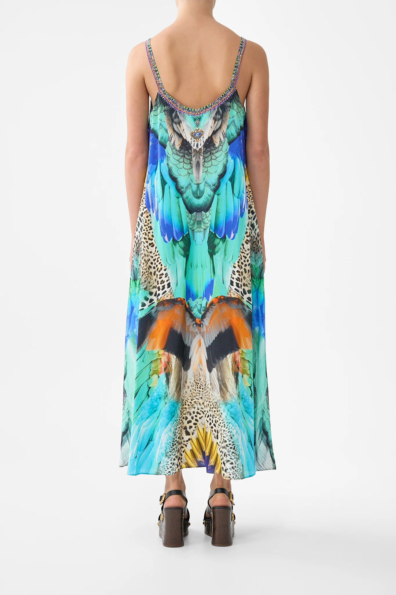 V NECK MIDI SLIP DRESS JUNGLE FLIGHT - Image 2