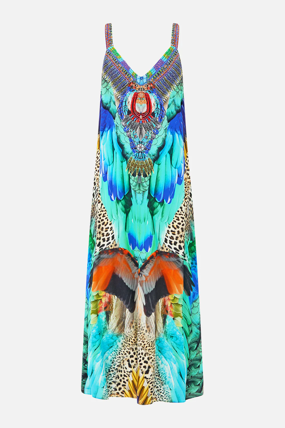 V NECK MIDI SLIP DRESS JUNGLE FLIGHT - Image 3