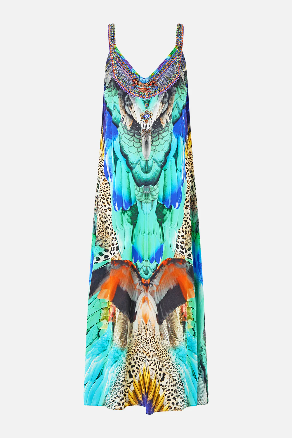 V NECK MIDI SLIP DRESS JUNGLE FLIGHT - Image 6