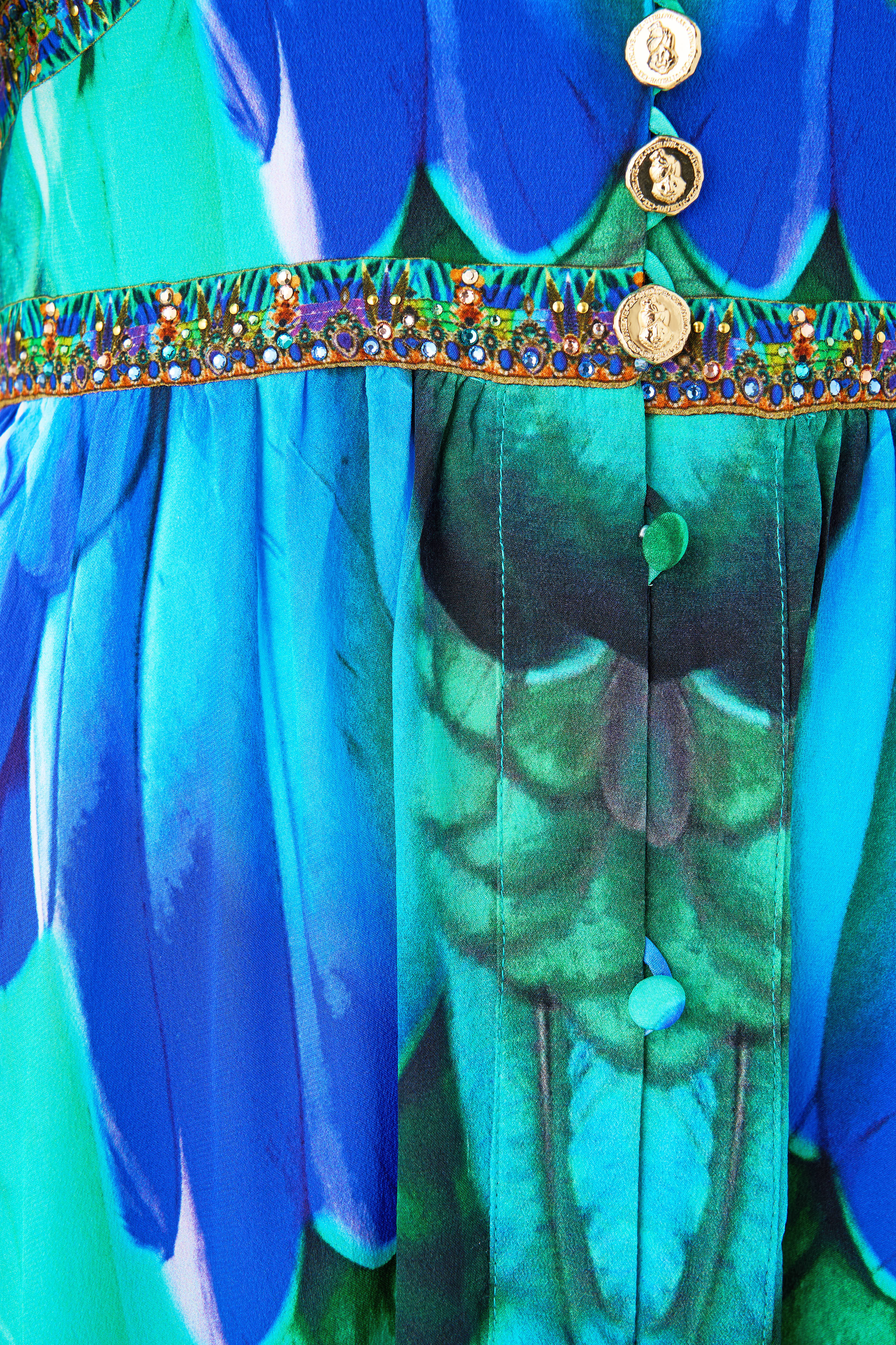 SHAPED WAISTBAND DRESS WITH FLUTTER SLEEVES JUNGLE FLIGHT - Image 8