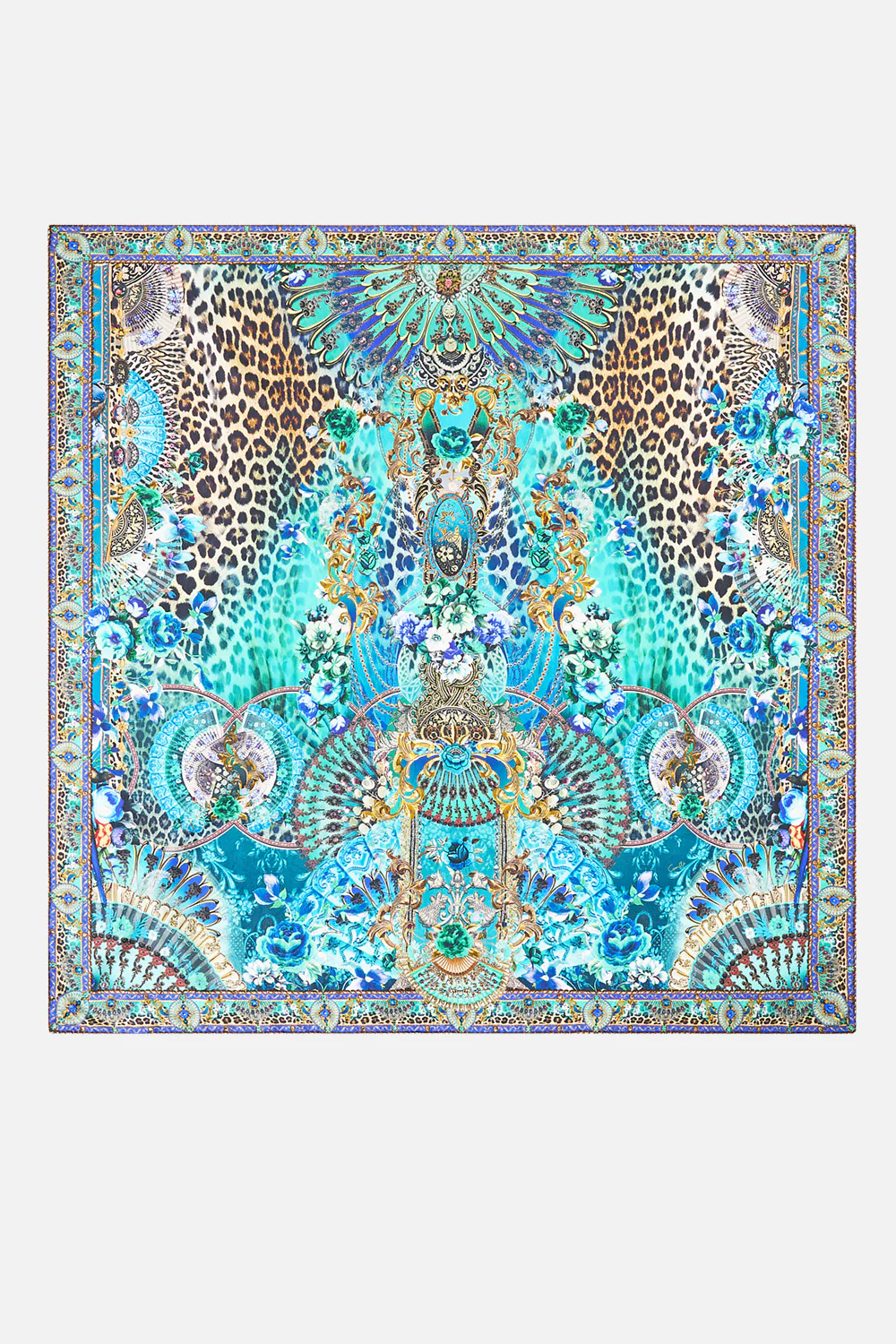LARGE CRYSTALLED SILK SQUARE SCARF FLAMENCO EUPHORIA - Image 2