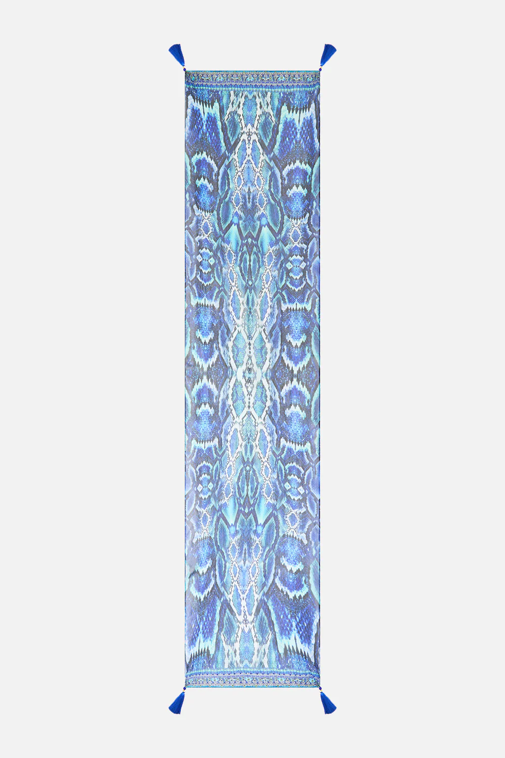 LONG SILK CRINKLE CHIFFON SCARF THE SAPPHIRE SERPENT - Image 2